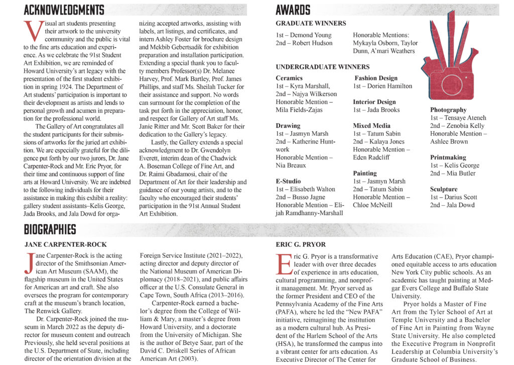 Howard University 91st Annual Student Exhibition Brochure (Inner Pages)