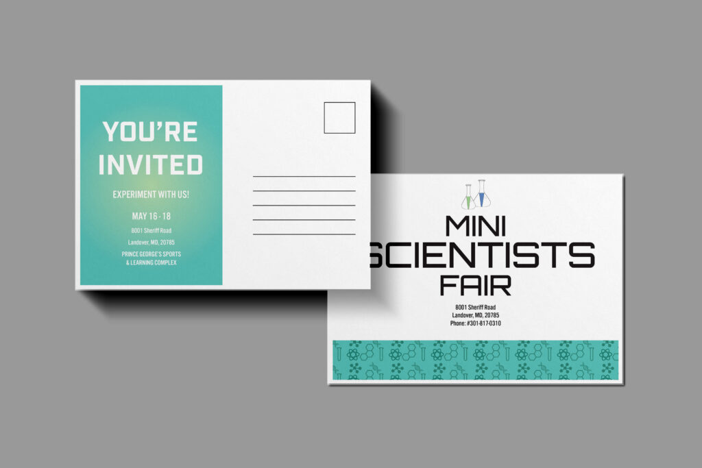 Mockup of Mini Scientists mail invite