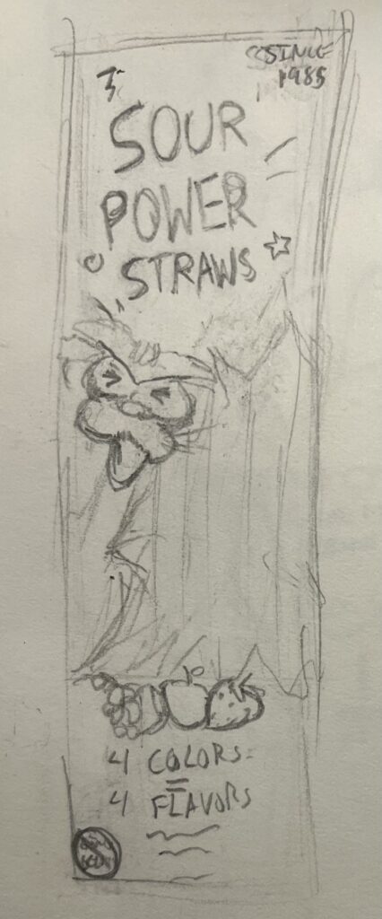 Sketch for my packaging redesign of Sour Power Sortz