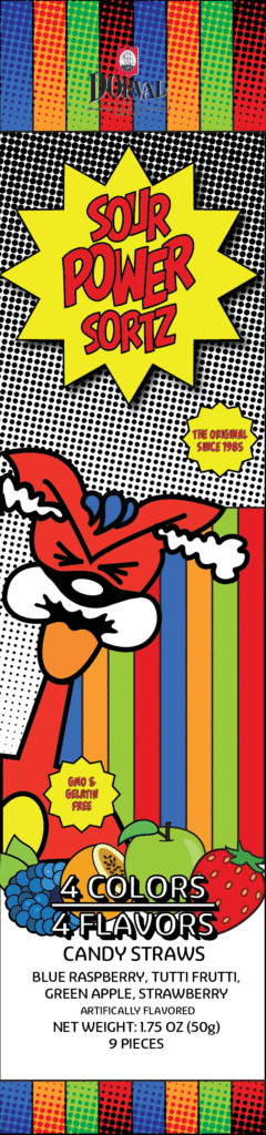 Front packaging for my redesign of Sour Power Sortz
