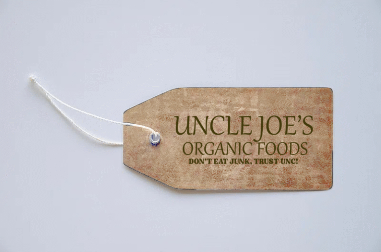 Shopping tag for Uncle Joe's Organic Foods